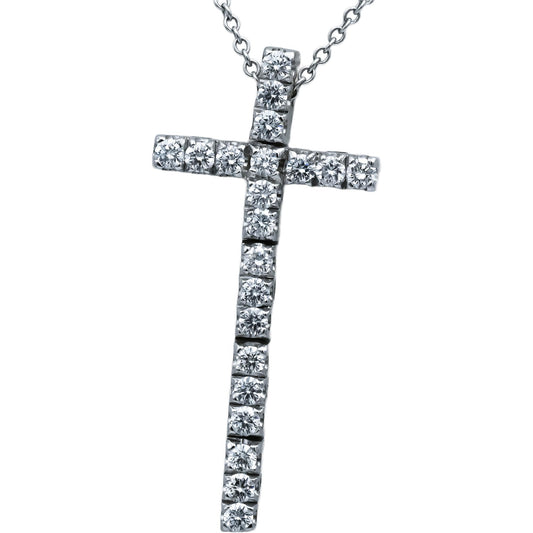 PASQUALE BRUNI 18k White Gold VS Diamond Cross Pendant Necklace 0.66CT