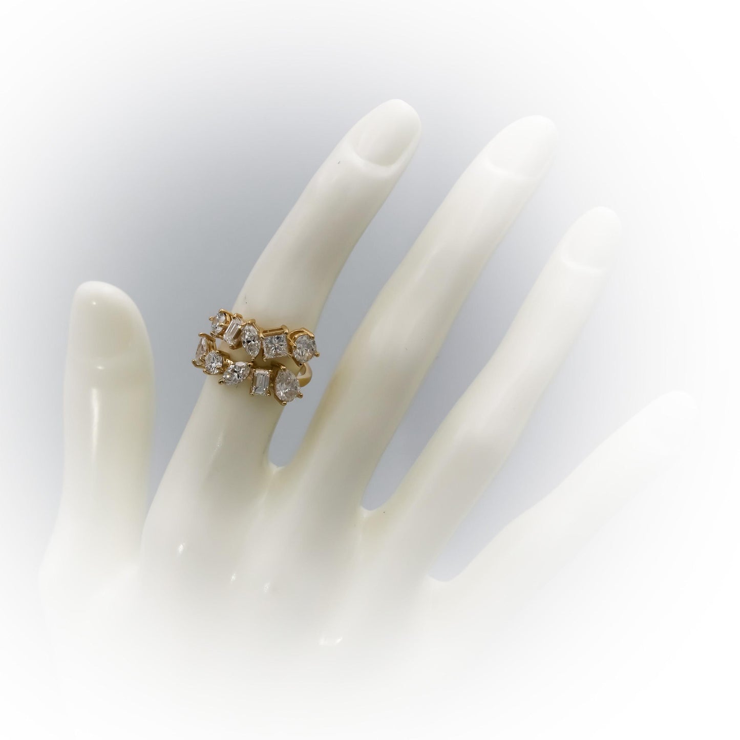 14k Yellow Gold Mixed Cut Diamond Cocktail Ring 2.93CT Size 6