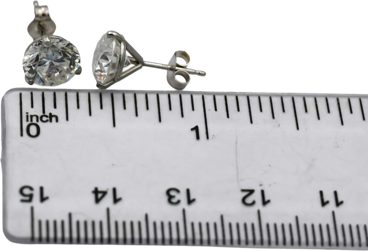 14k White Gold VS Round Lab-Grown Diamond Martini Setting Stud Earrings 4.12CT