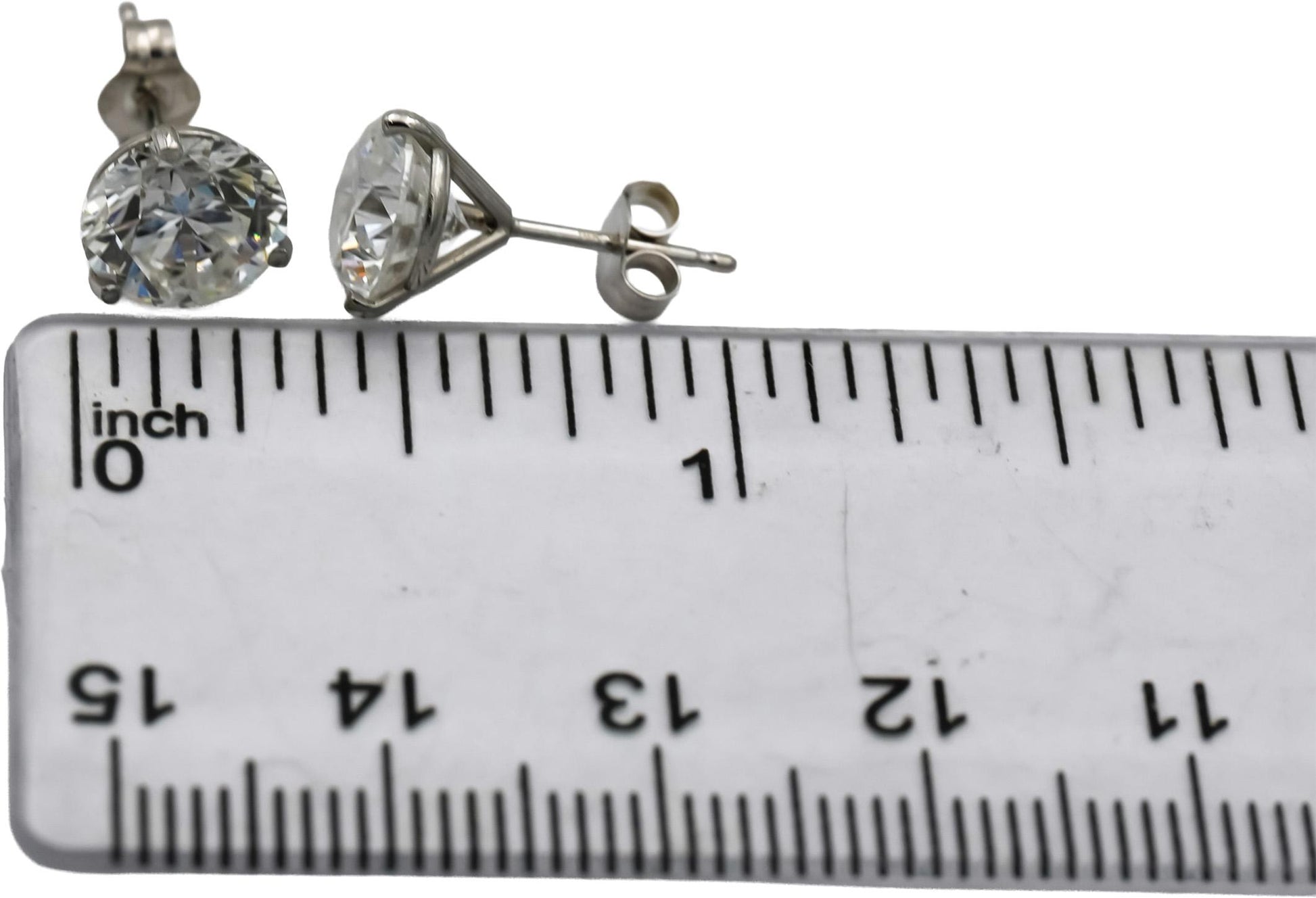 14k White Gold VS Round Lab-Grown Diamond Martini Setting Stud Earrings 4.12CT