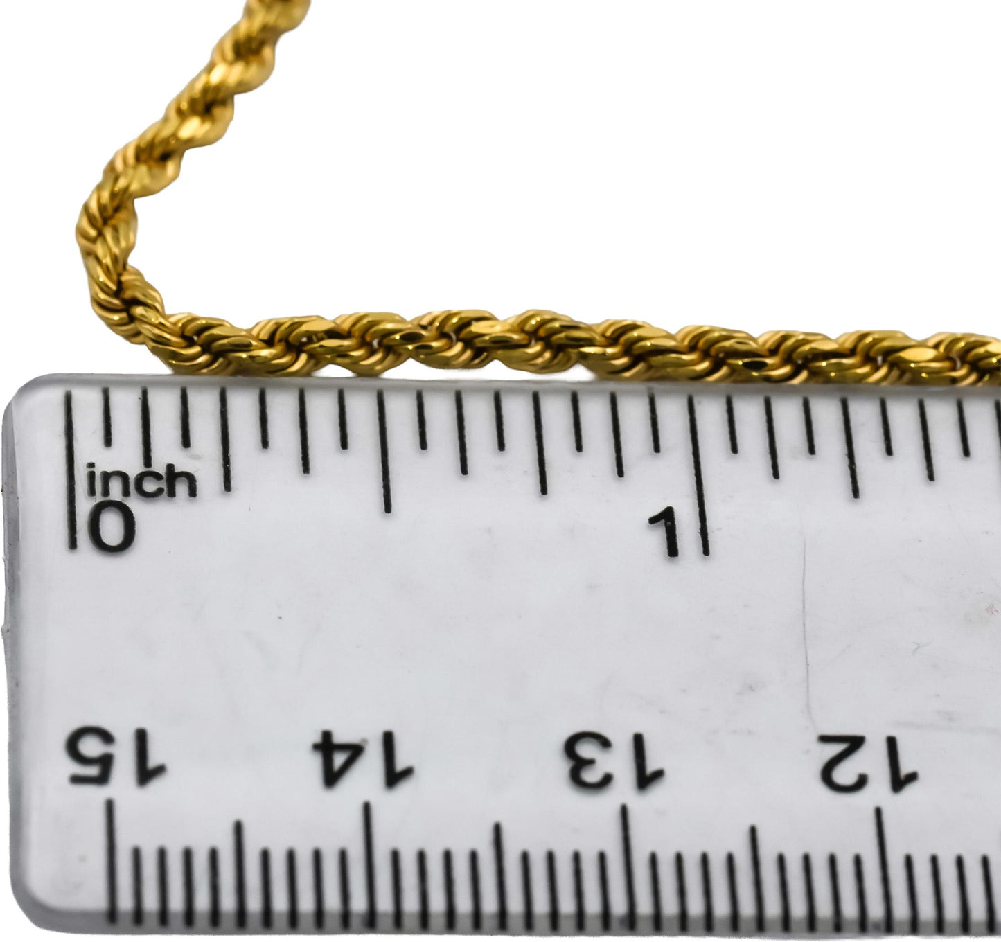 14k Yellow Gold Rope Chain Necklace 2.2mm Wide/19.75in Long