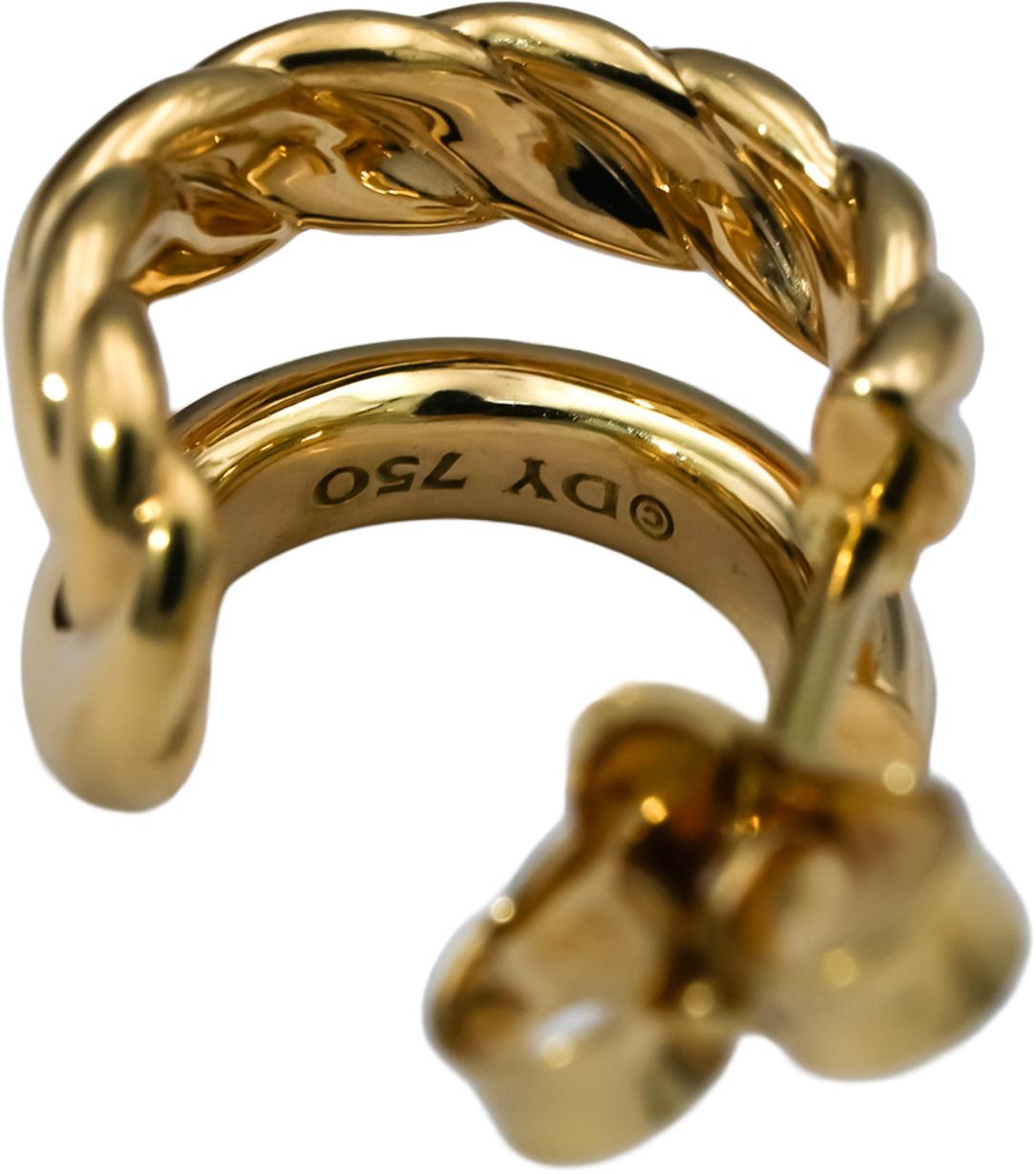 DAVID YURMAN 18k Yellow Gold Mercer Hoop Huggie Earrings 2950 Retail w/ Pouch