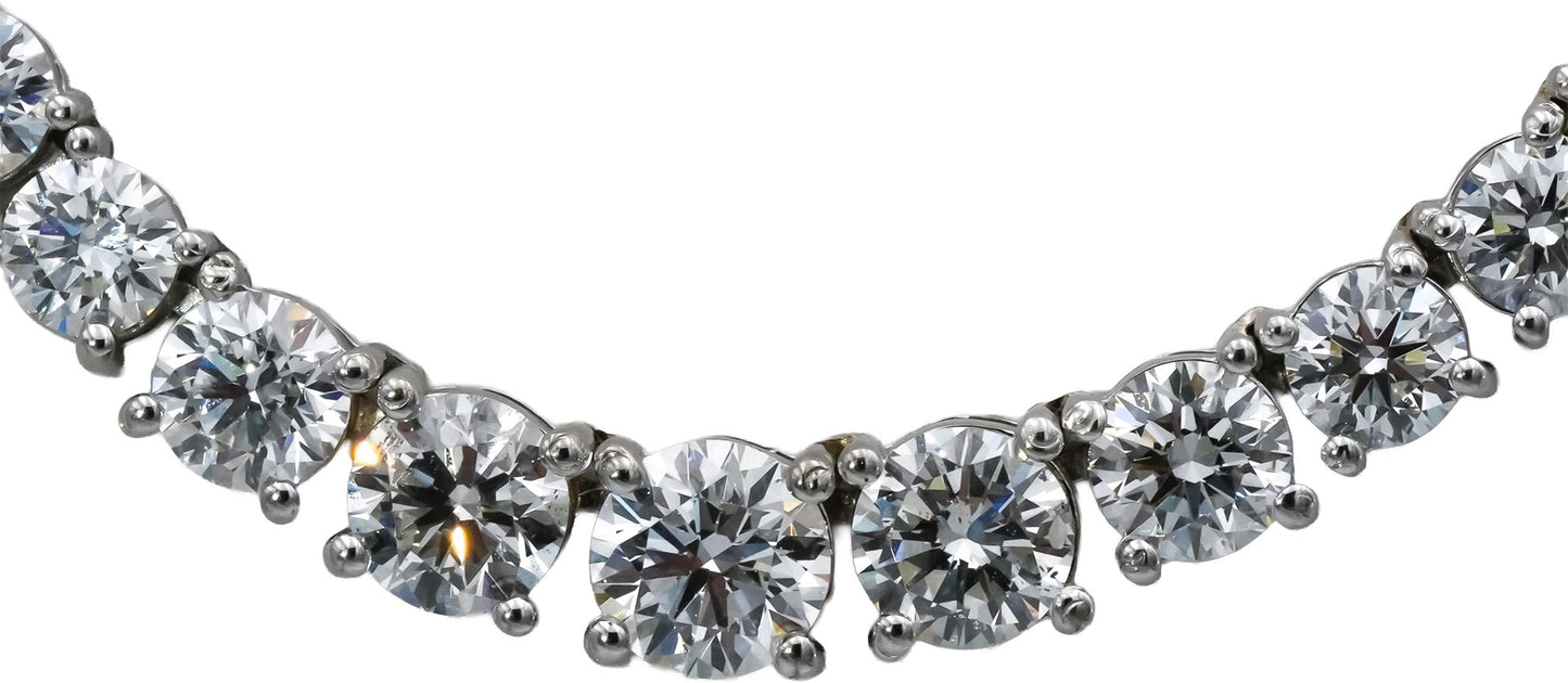 GIA 14k White Gold VS Round Diamond Graduated Riviera Necklace 17.07CT