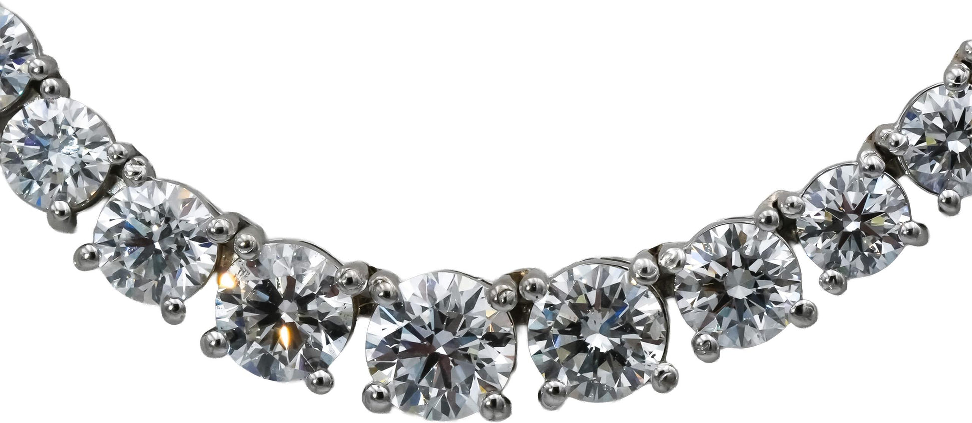 GIA 14k White Gold VS Round Diamond Graduated Riviera Necklace 17.07CT