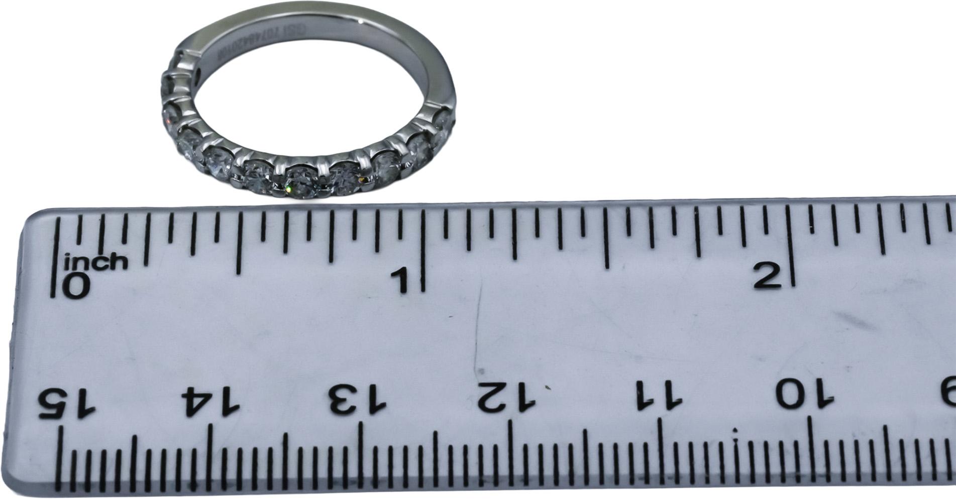 GSI 18k White Gold SI2-I1/E-F Diamond Half Eternity Ring 1.01CT Size 6 11 Pieces