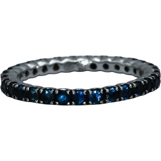 14k White Gold Blue Sapphire Eternity Band Ring 1.0CT Size 6