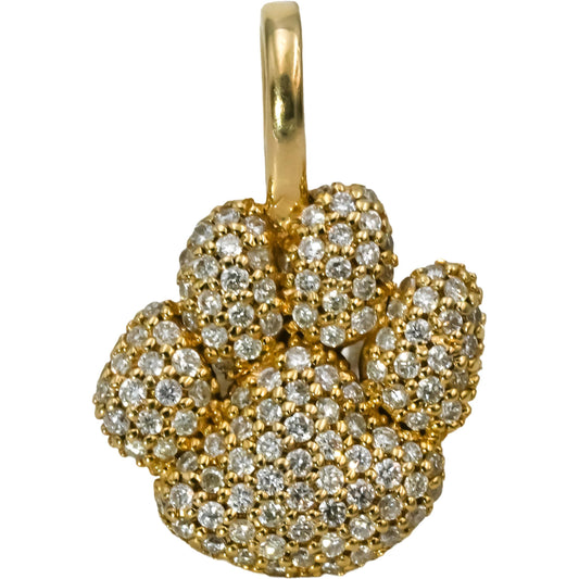 ICE BOX 14k Yellow Gold Round Diamond Animal Paw Charm Pendant 0.50CT