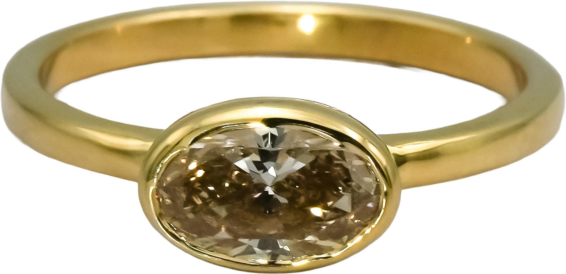 14k Yellow Gold VS Fancy Color Oval Cut Diamond Solitaire Ring 1.0CT Size 6.5