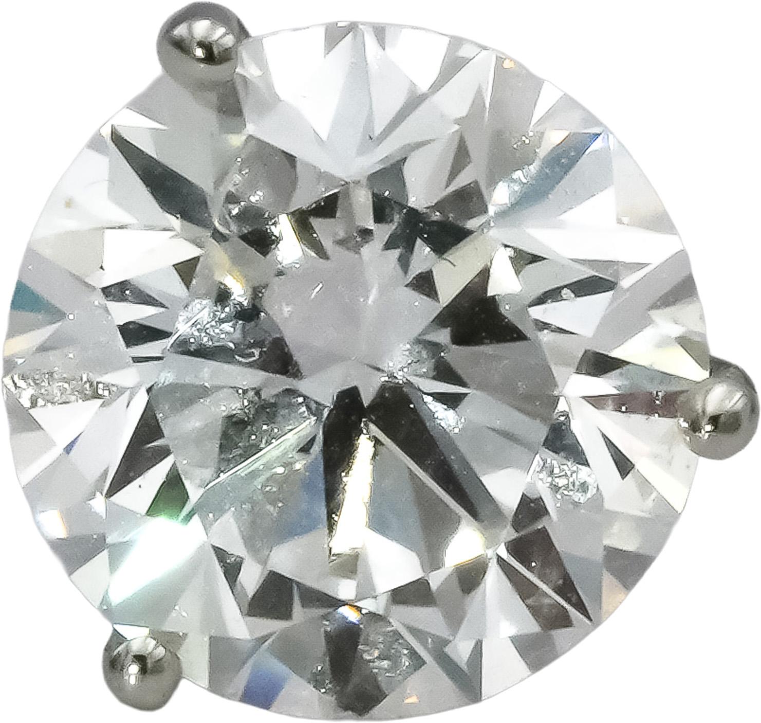 14k White Gold VS Round Lab-Grown Martini Setting Stud Earrings 4.12CT