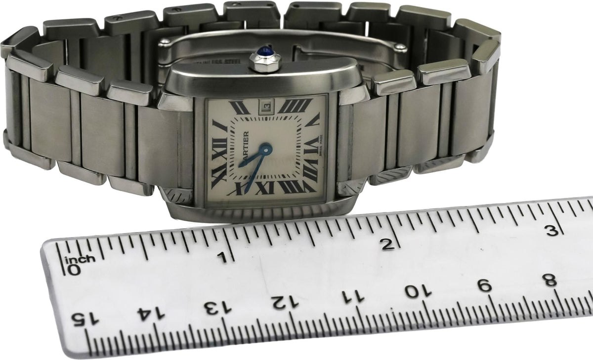 CARTIER Stainless Steel Tank Francaise 25mm Quartz Watch w/ Date Ref 2465
