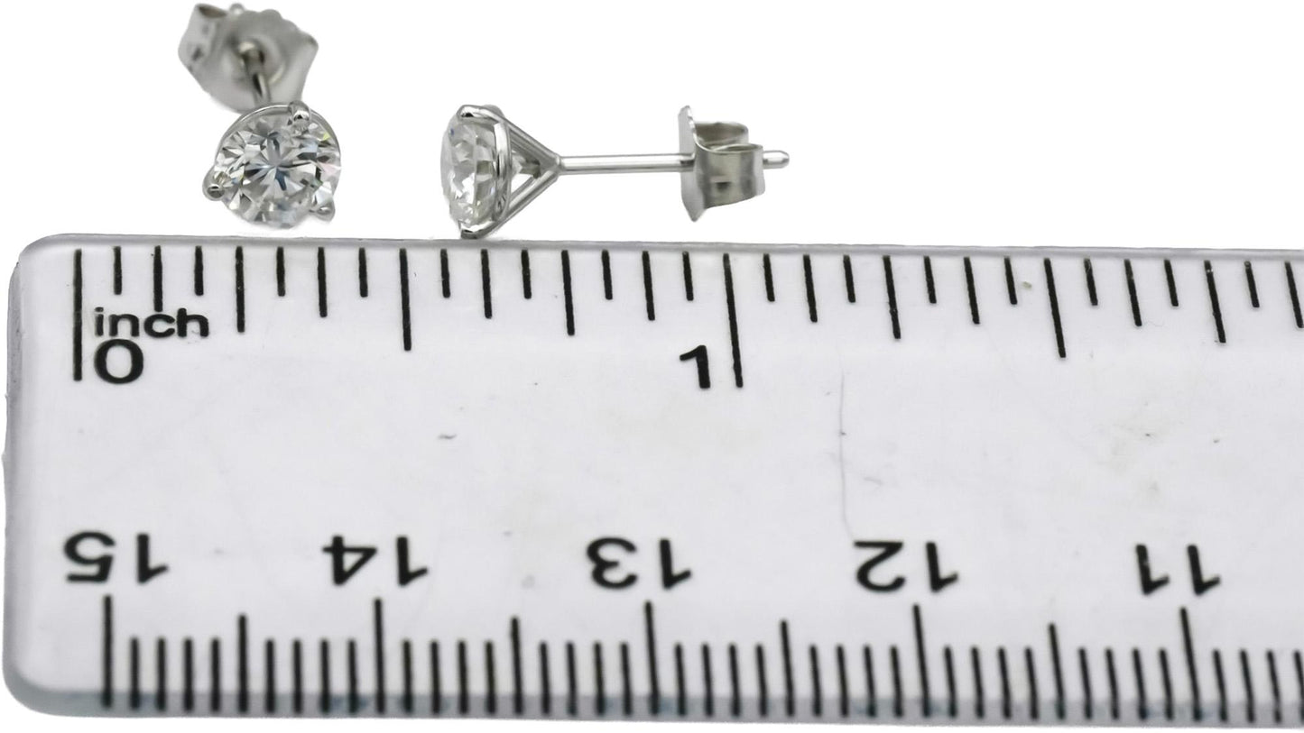 14k White Gold VS Round Lab-Grown Diamond Stud Earrings 0.87CT