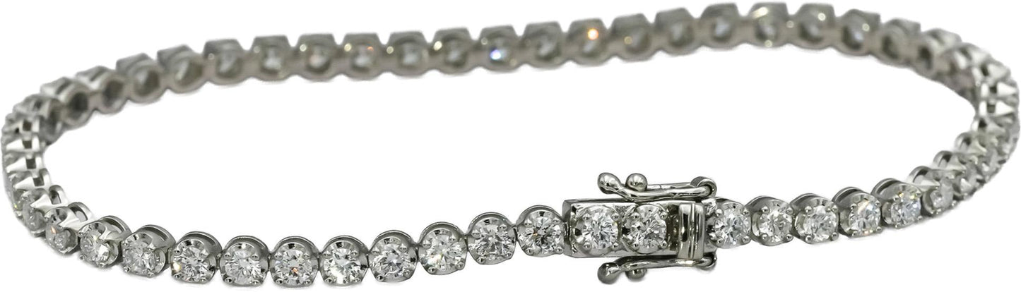 Platinum Round Natural Diamond Tennis Bracelet 3.13CT