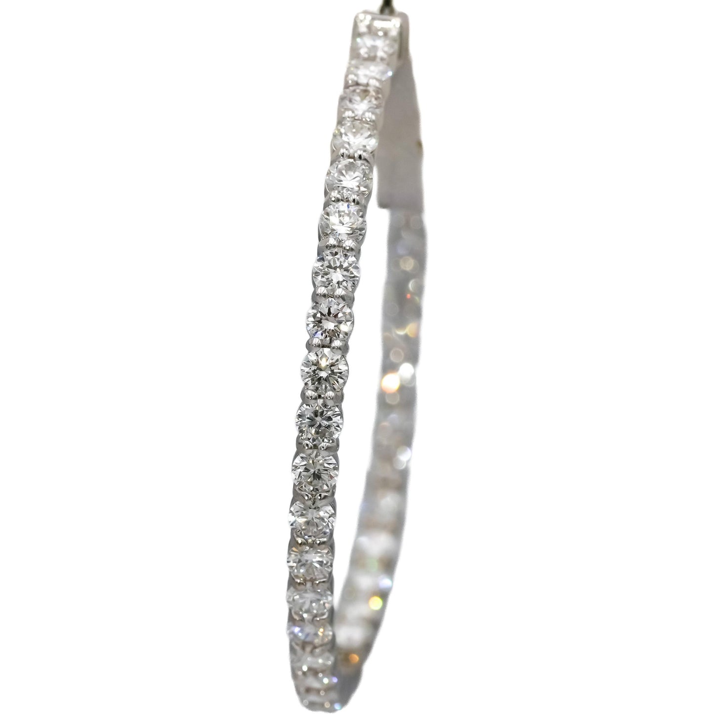 14k White Gold VS Round Lab-Grown Diamond Inside Out Hoop Earrings 5.69CT