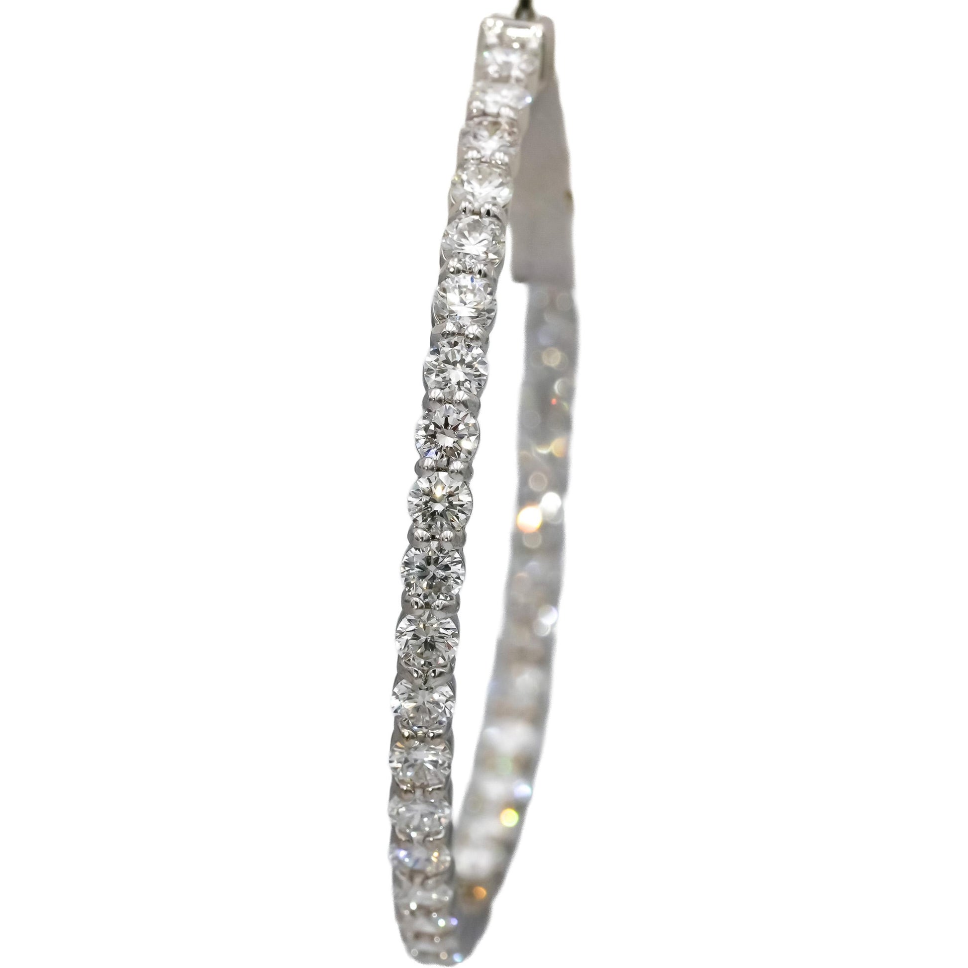 14k White Gold VS Round Lab-Grown Diamond Inside Out Hoop Earrings 5.69CT