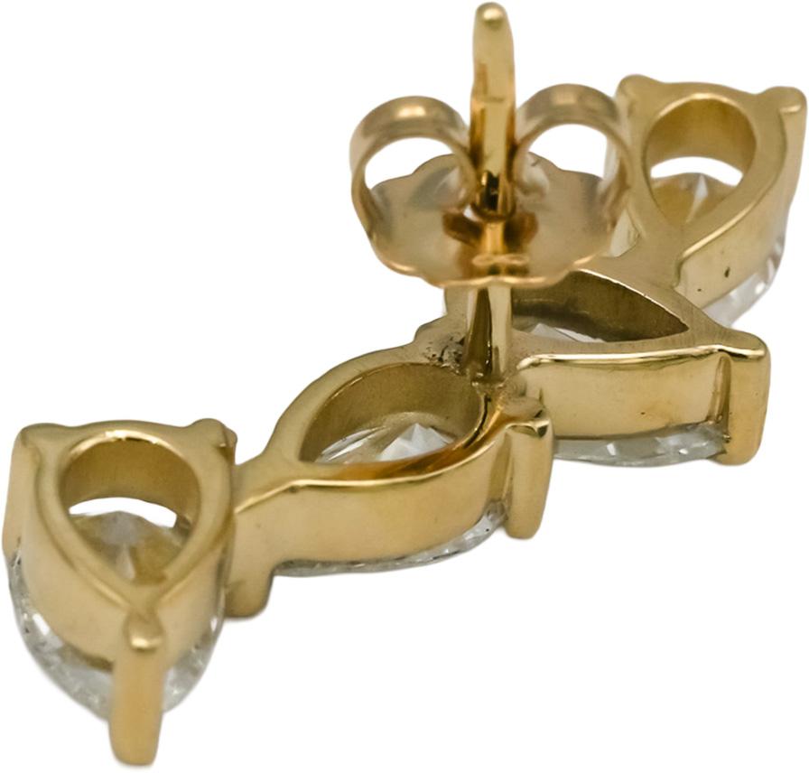 14k Yellow Gold VS Pear Cut Lab-Grown Diamond Climber Stud Earrings 4.46CT