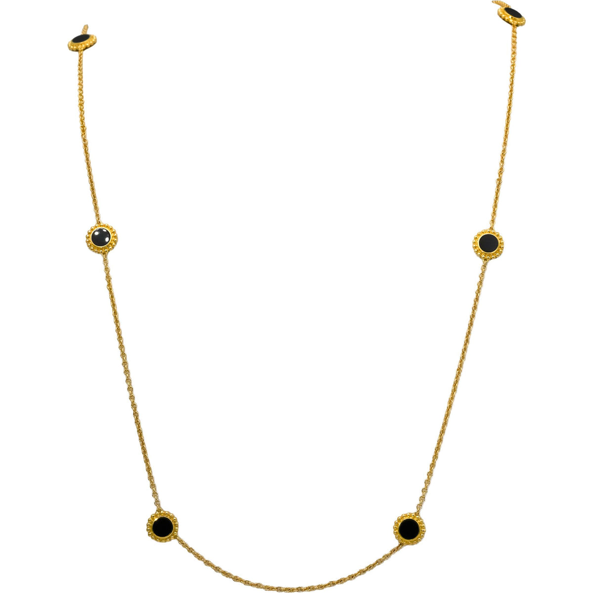 LAGOS 18k Yellow Gold Round Black Onyx Covet Station Necklace