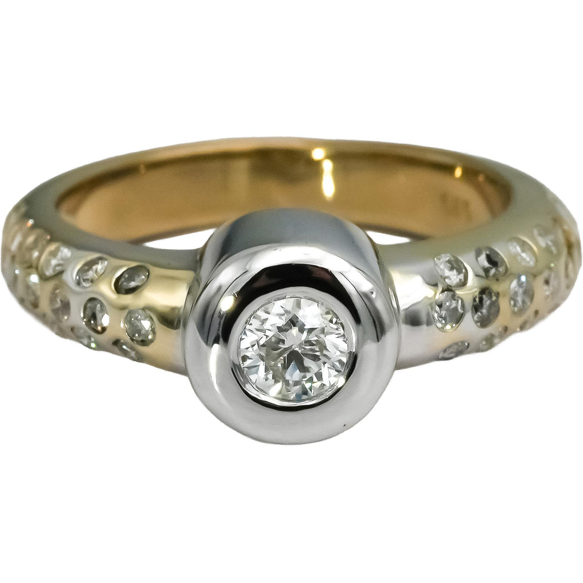 14k White Yellow Gold Round Diamond Ring 0.75CT w/ 0.35CT Center Size 6.25