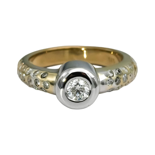 14k White Yellow Gold Round Diamond Ring 0.75CT w/ 0.35CT Center Size 6.25