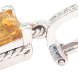 14k White Gold Round Diamond & Emerald Cut Citrine Drop Dangle Earrings 13.25CT