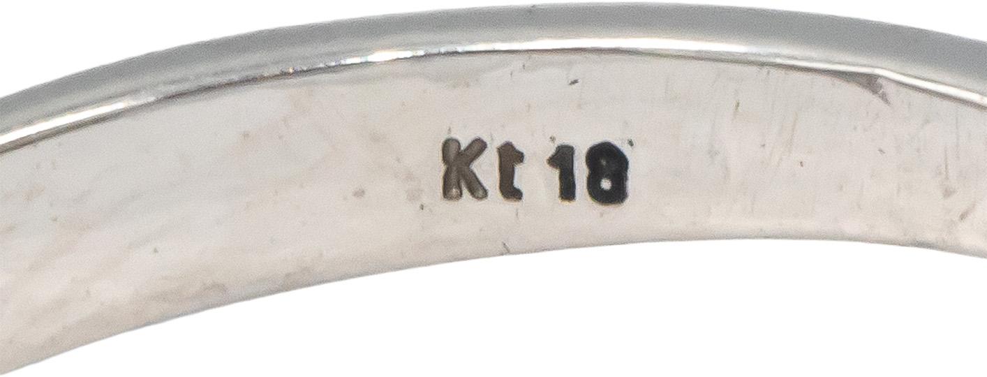 Vintage 18k White Gold 1.10CT Diamond and Emerald Cocktail Ring Size 7