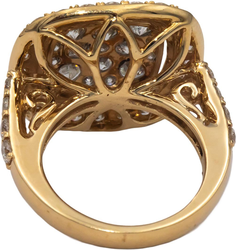 14k Yellow Gold Round Diamond Jumbo Cluster Cocktail Ring 4.0CT Size 7