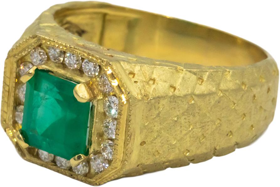 STAMBOLIAN 18k Gold Emerald & Diamond Men's Ring w/ GIA Emerald report 2.45CT