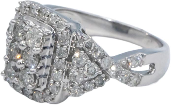 10k White Gold 1.50CT Round Cut Diamond Cluster Cocktail Ring Size 7