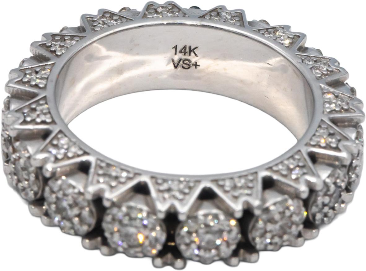 14k White Gold Round Diamond Eternity Band Ring 1.25CT Size 10.75