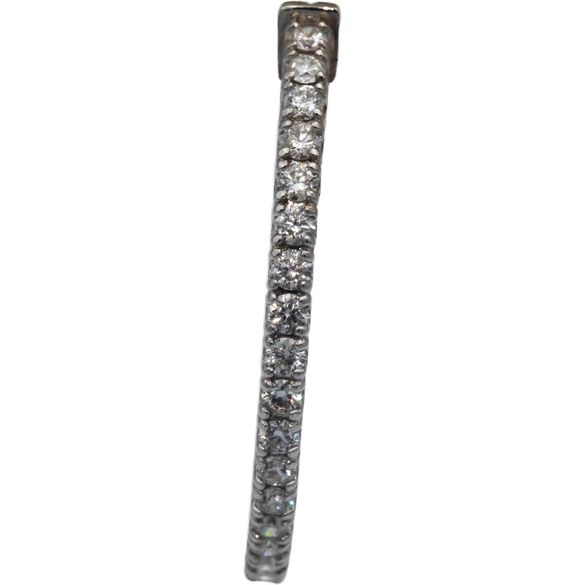 14k White Gold Round Diamond Inside Out Hoop Earrings 2.25CT