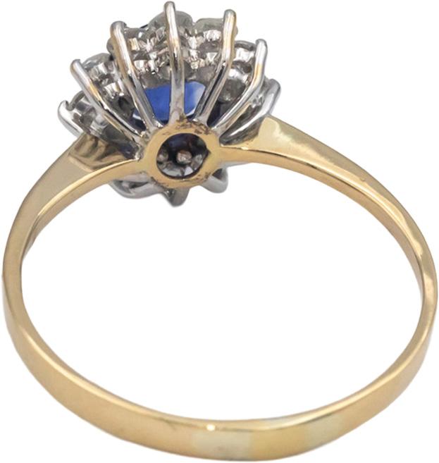 14k Yellow and White Gold 0.83CT Diamond and Sapphire Halo Ring Size 7
