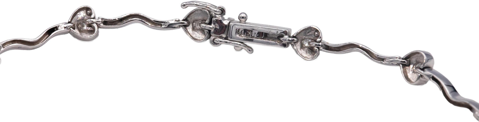 18k White Gold 0.12CT Round Cut Diamond Heart Tennis Bracelet