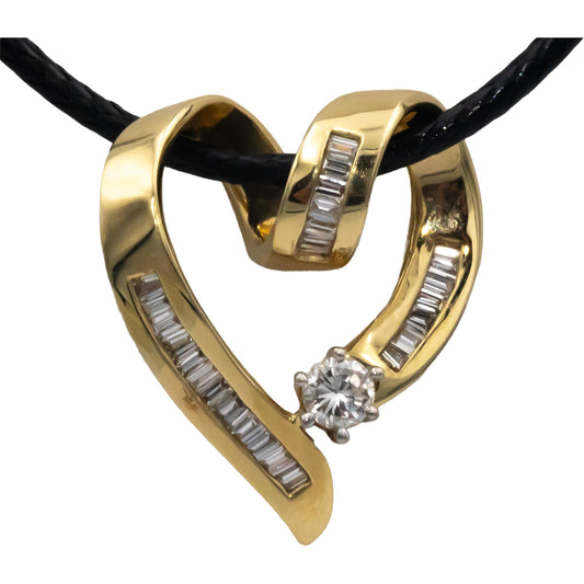 14k Yellow Gold VS Diamond Heart Slide Pendant Necklace 0.50CT