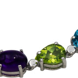 10k White Gold Assorted Rainbow Gemstone & Pearl Bracelet 10.0CT