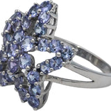 10k White Gold Round Tanzanite Star Floral Cocktail Ring 1.50CT Size 7