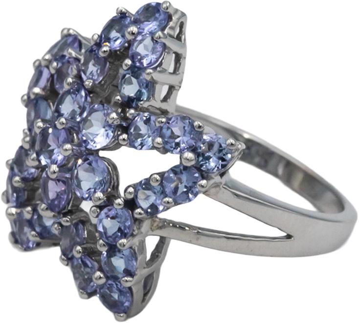 10k White Gold Round Tanzanite Star Floral Cocktail Ring 1.50CT Size 7