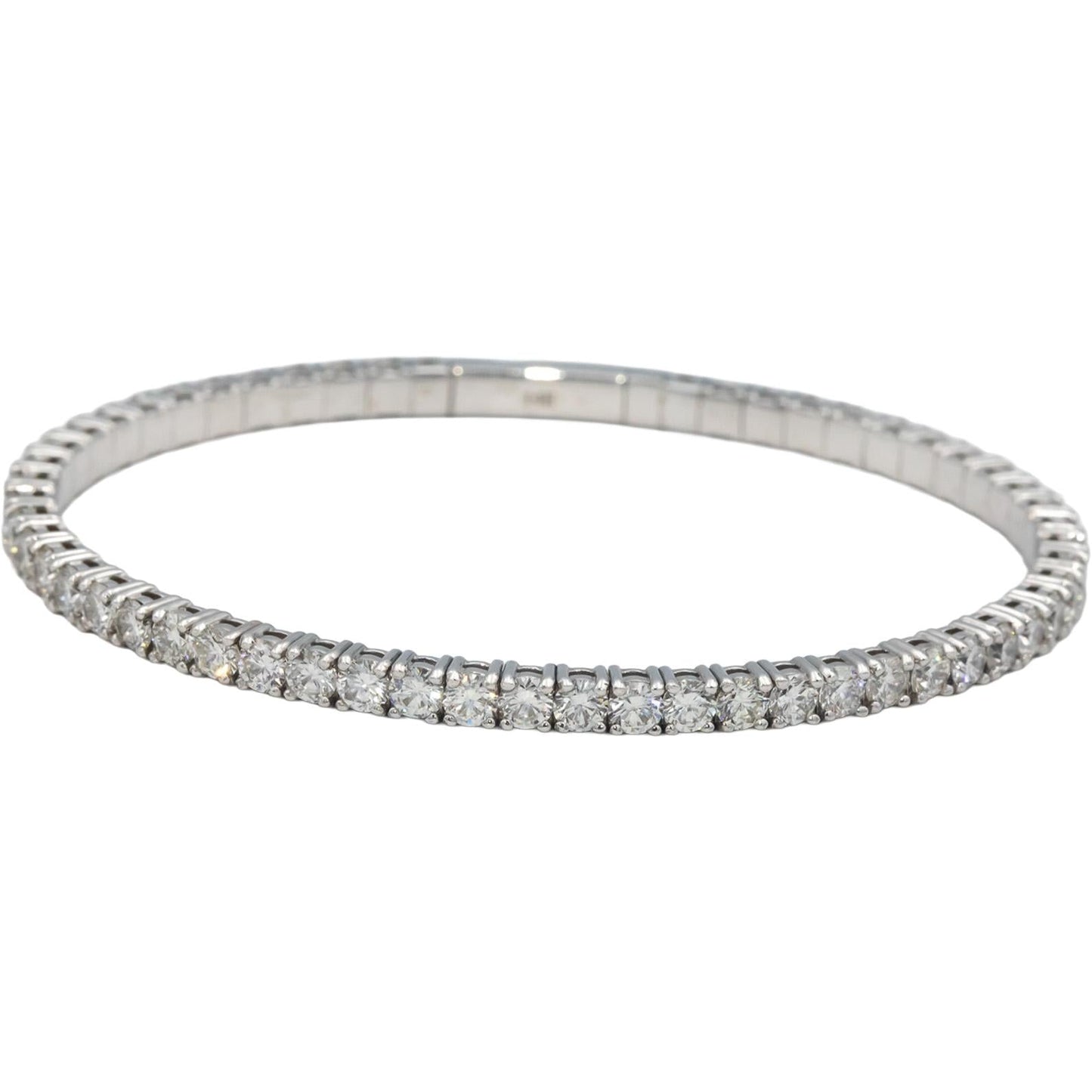 14k White Gold Round Lab Grown Diamond Semi-Flexible Bangle Bracelet 6.50CT