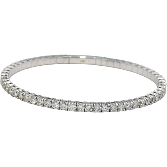 14k White Gold Round Lab Grown Diamond Semi-Flexible Bangle Bracelet 6.50CT