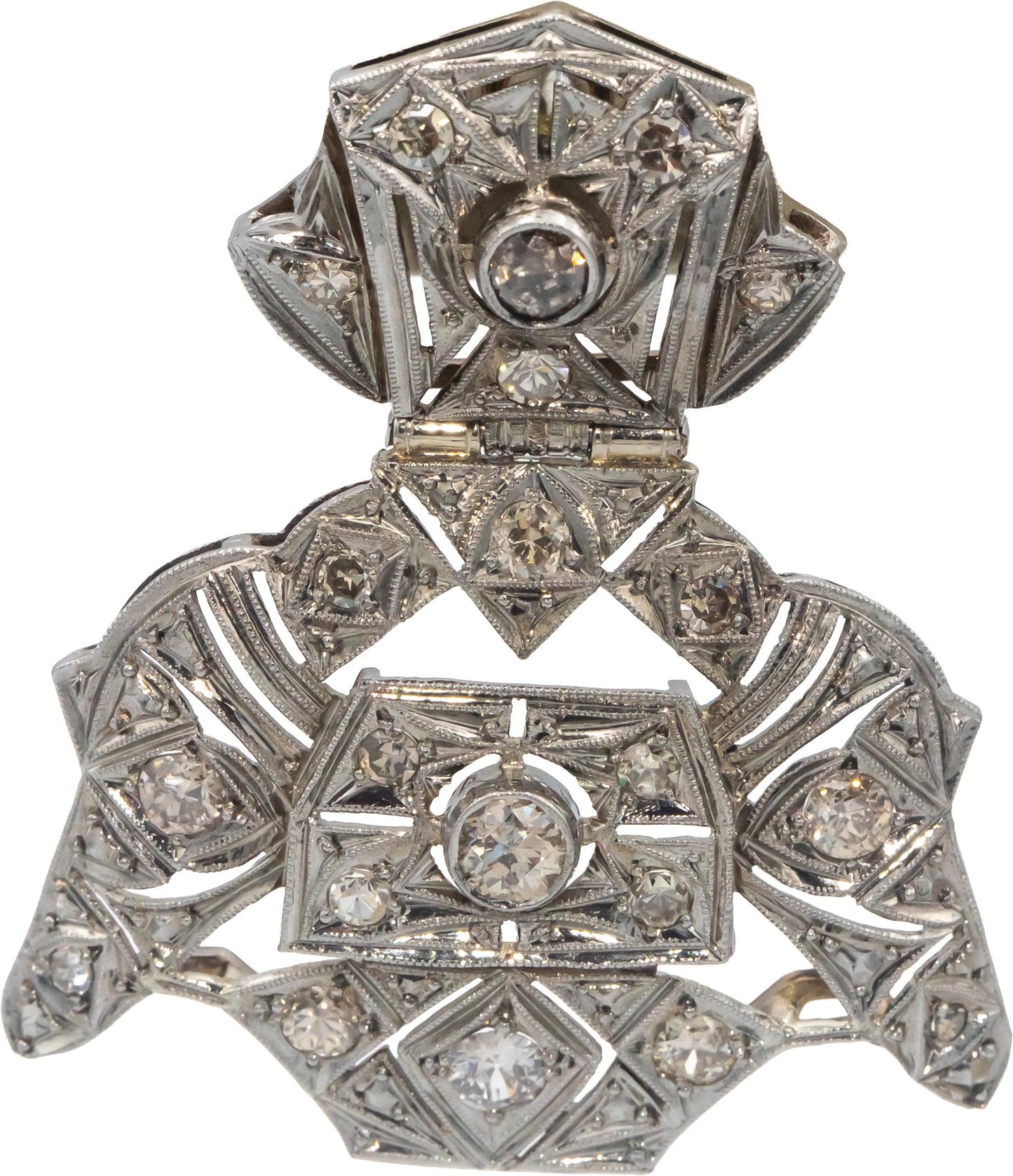 Vintage Art Deco 14k White Gold VS Old Euro & Single Cut Diamond Earrings 3.0CT