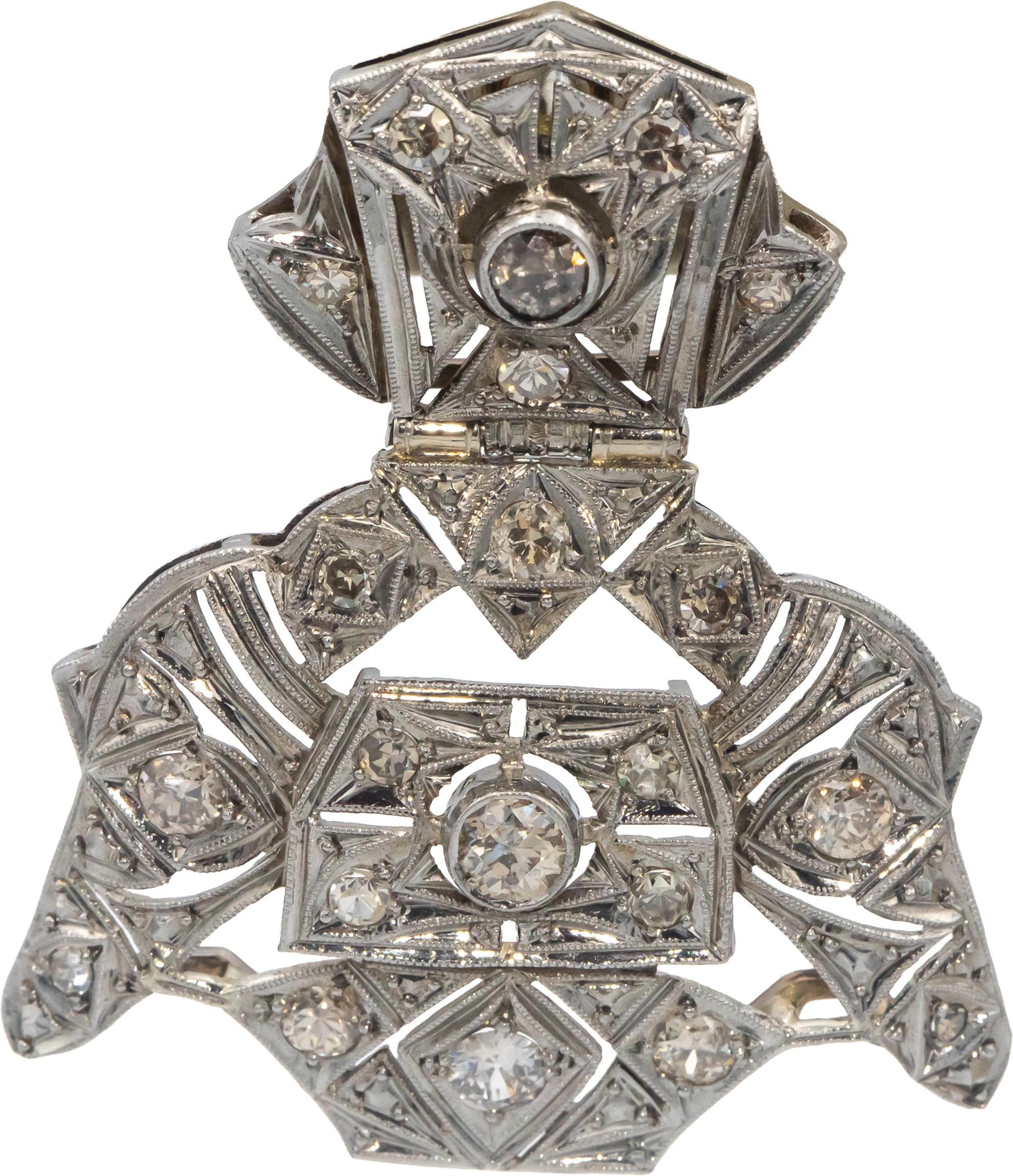 Vintage Art Deco 14k White Gold VS Old Euro & Single Cut Diamond Earrings 3.0CT