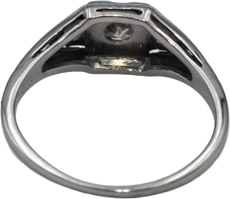 Vintage Antique 18k White gold 0.58CT Diamond Filigree Ring w/ 0.28CT Center