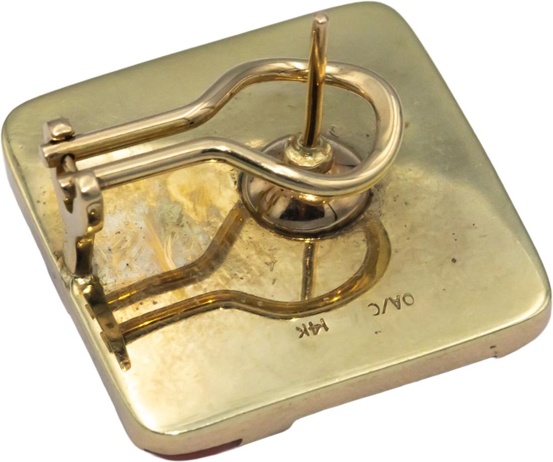 ASCH GROSSBARDT 14k Yellow Gold VS Diamond and Mosaic Gemstone Earrings 0.23CT