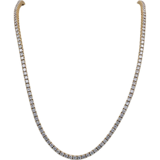 Diamond 14k Yellow Gold Round Cut Tennis Necklace 26.75" Long 26.72CT