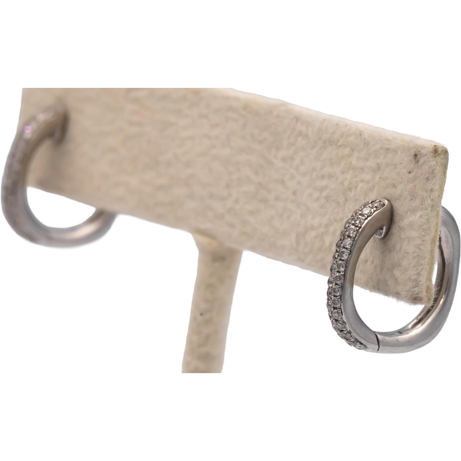 14k White Gold Jewelry 0.13CT Round Cut Diamond Huggie Earrings
