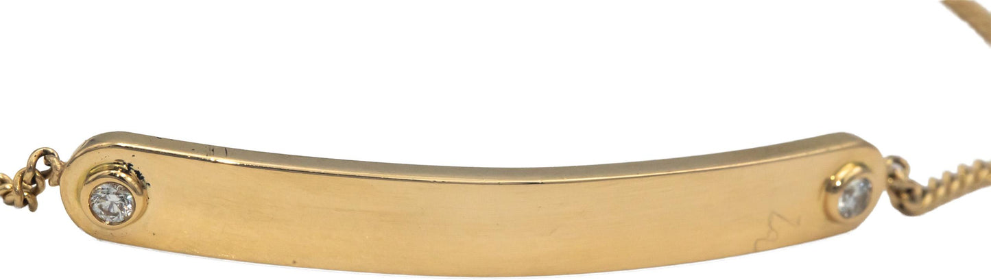 SHINOLA 14k Yellow Gold 0.06CT Round Cut Diamond ID Bracelet