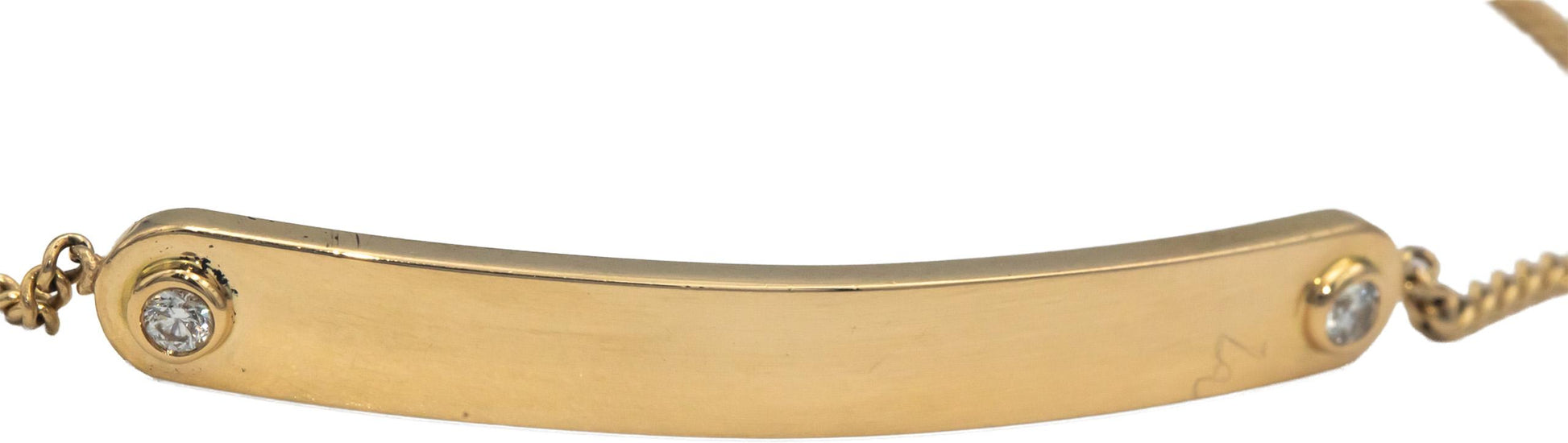 SHINOLA 14k Yellow Gold 0.06CT Round Cut Diamond ID Bracelet
