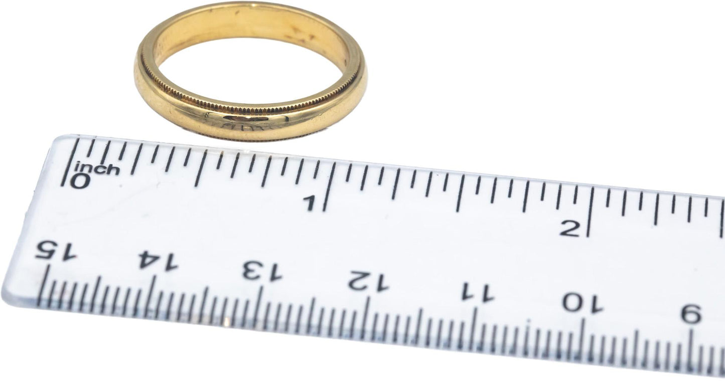 TIFFANY & CO. 18k Yellow Gold Milgrain Edge Men's Wedding Band Ring Size 9.75