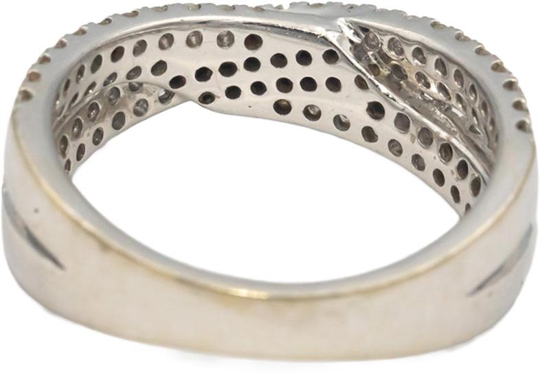 14k White Gold 1.0CT VS Round Cut Diamond Crossover Band Ring Size 7.25