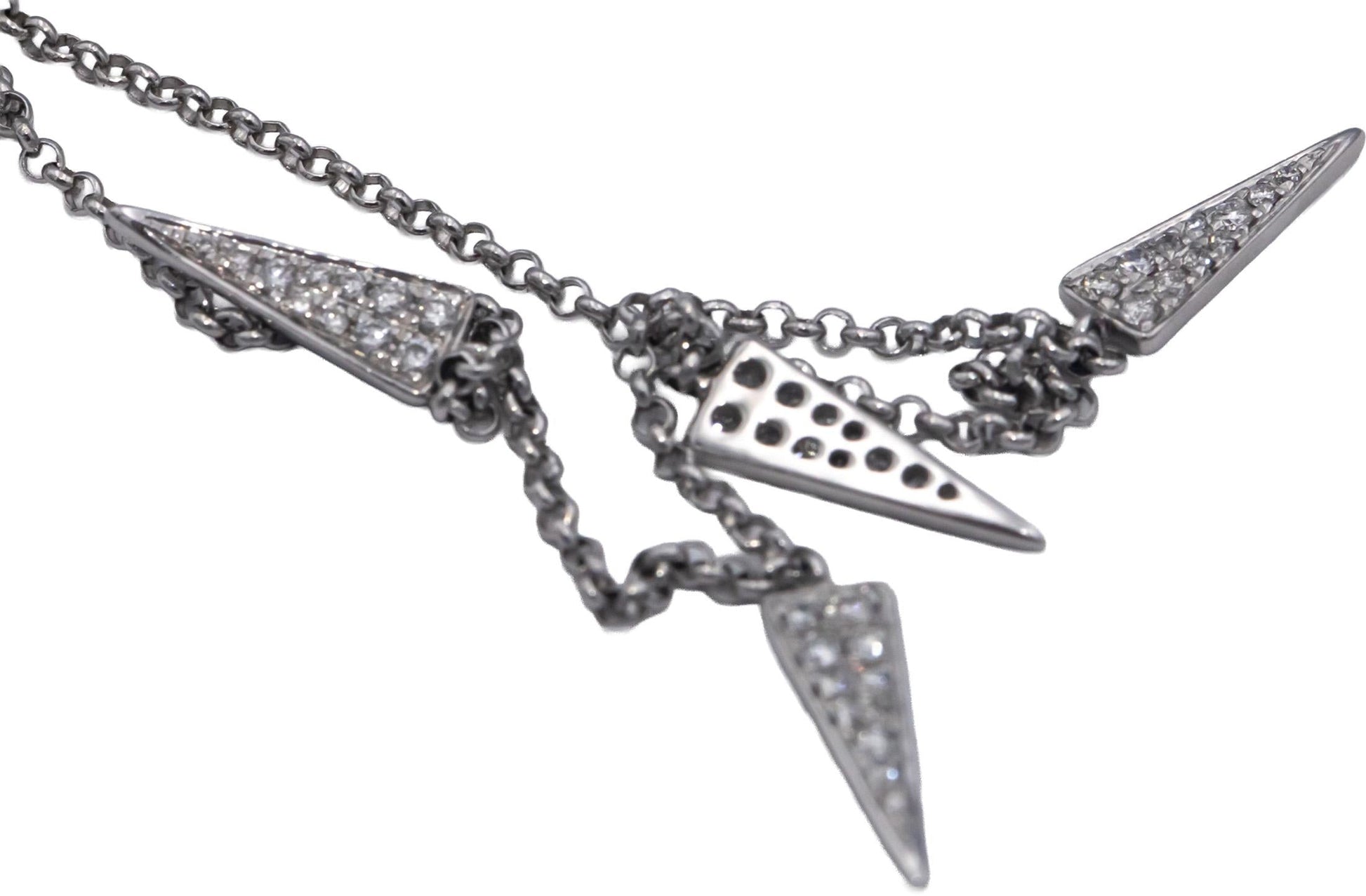 18k White Gold 0.15CT VS Diamond Dangle Charm Necklace w/ Adjustable Clasp