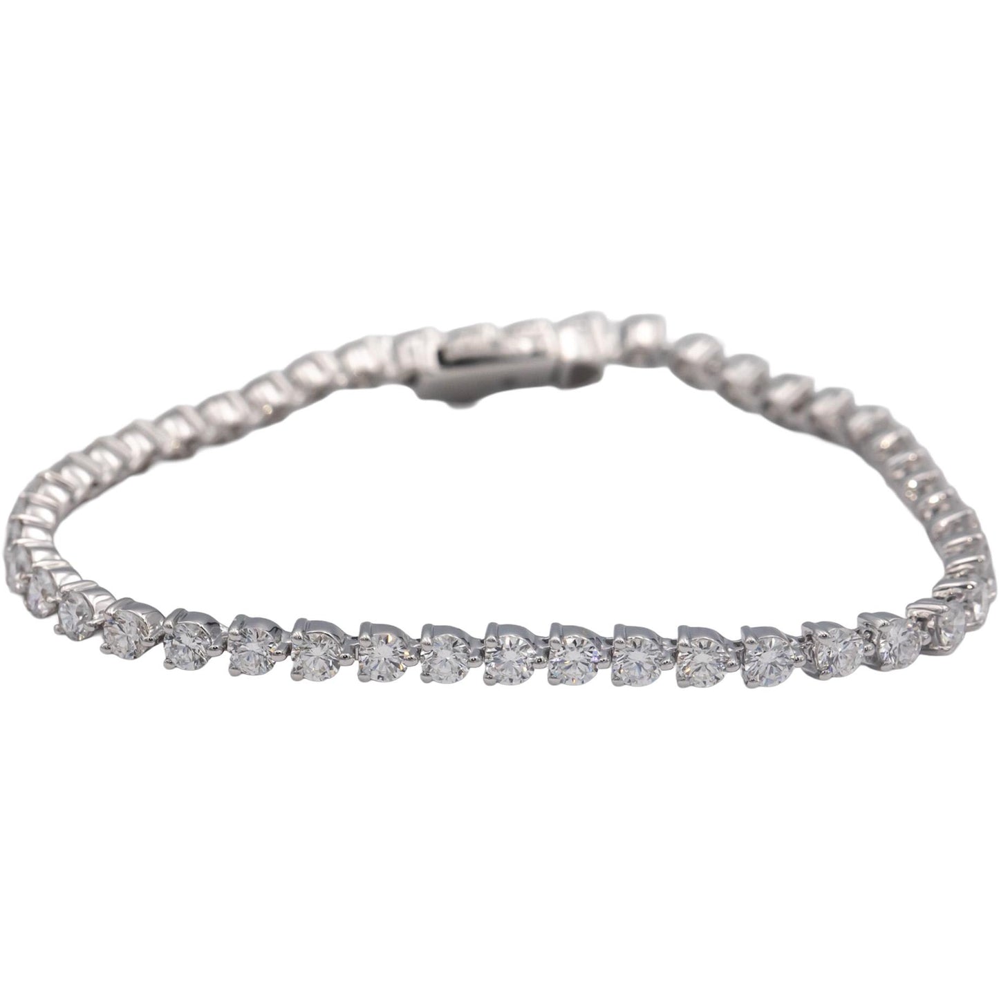 14k White Gold VS1-VS2 Lab Grown Round Diamond Tennis Bracelet 5.77CT