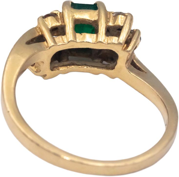 14k Yellow Gold Jewelry 1.0CT Diamond and Emerald Cocktail Ring Size 6